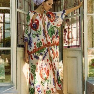 NWT ZARA BEADED PRINT KAFTAN, SIZE M/L